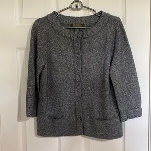 Eddie Bauer Button Gray w/ Silver Cardigan M